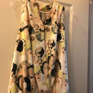Anthropologie silk floral top size XL